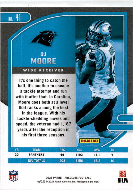 2021 Panini Absolute Retail #41 DJ Moore Carolina Panthers