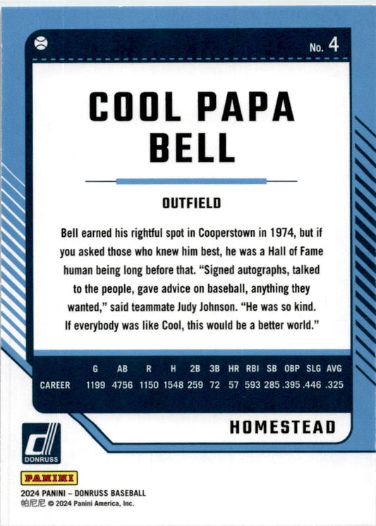 2024 Donruss Liberty #4 Cool Papa Bell Homestead Grays