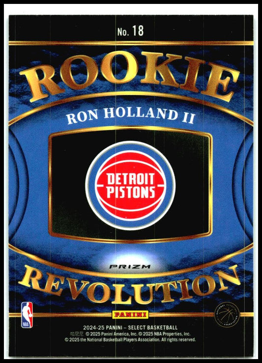 2024-25 Panini Select Rookie Revolution Green Prizms #18 Ron Holland II Pistons