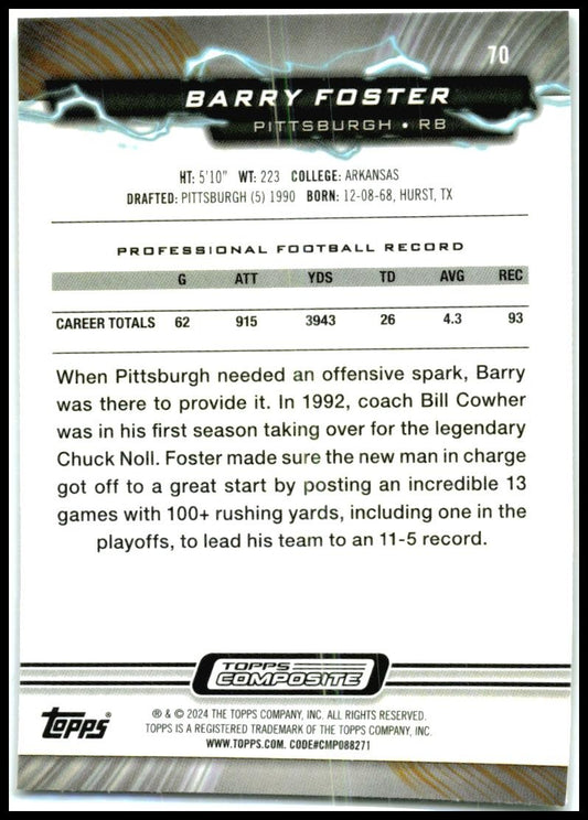2023 Topps Composite #70 Barry Foster Pittsburgh Steelers
