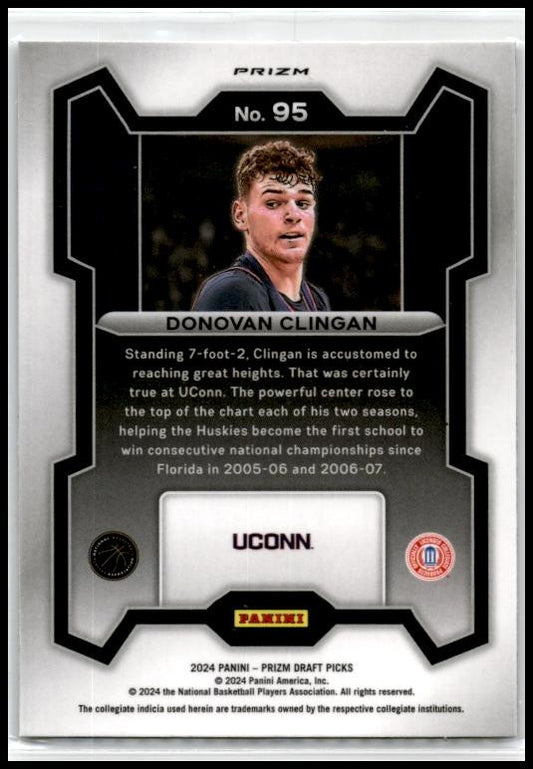 2024 Panini Prizm Draft Picks Silver #95 Donovan Clingan Connecticut Huskies