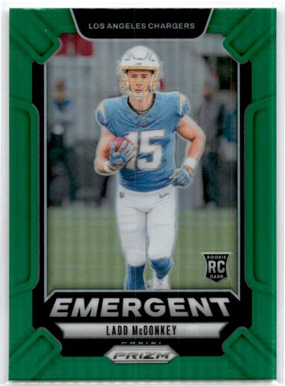 2024 Panini Prizm Emergent Green Prizm #13 Ladd McConkey Los Angeles Chargers