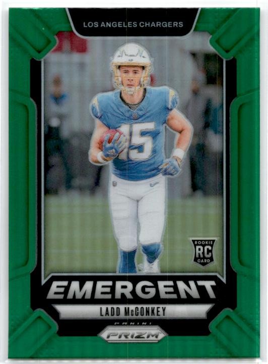 2024 Panini Prizm Emergent Green Prizm #13 Ladd McConkey Los Angeles Chargers