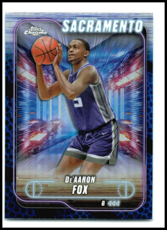 2024-25 Topps Chrome Blue Basketball Refractor #109 De'Aaron Fox Kings