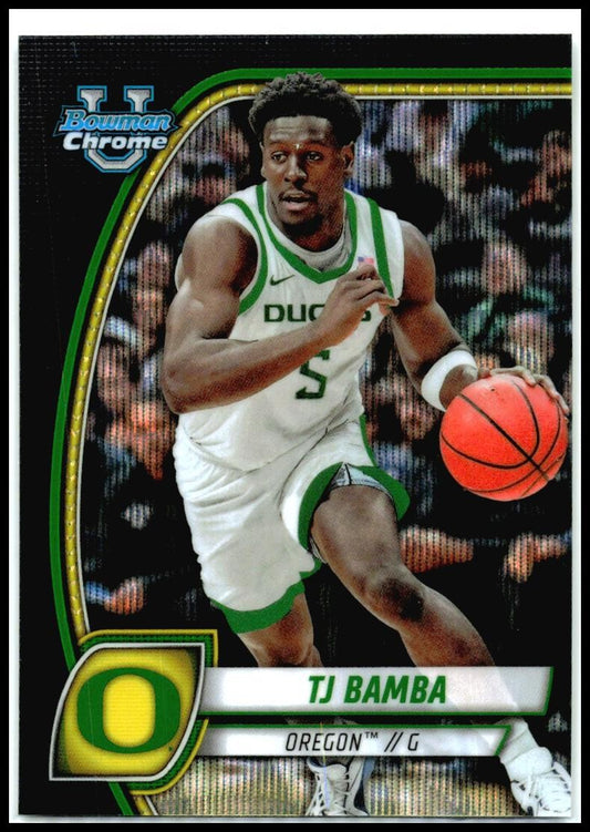 2024-25 Bowman University Chrome Black Wave Refractor #74 TJ Bamba Oregon Ducks