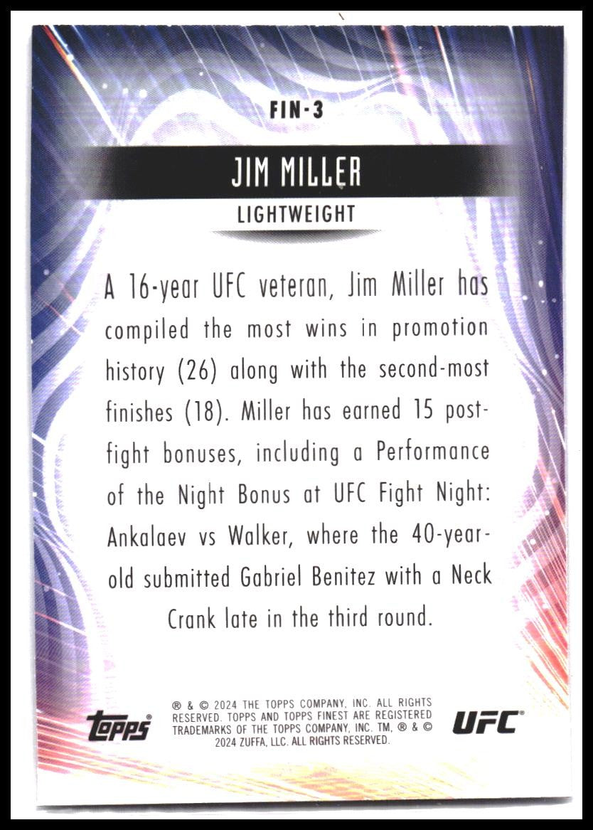 Jim Miller #FIN-3 2024 Topps Finest UFC