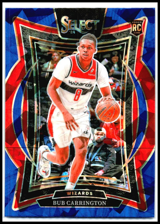2024-25 Panini Select Blue Cracked Ice Prizm #81 Bub Carrington Rookie Wizards