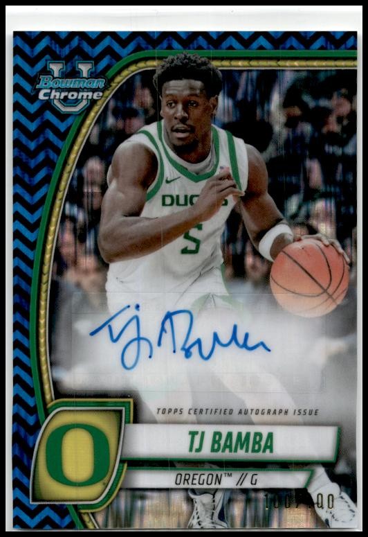 2024-25 Bowman University Chrome Black and Blue Stealth #74 TJ Bamba Auto Ducks