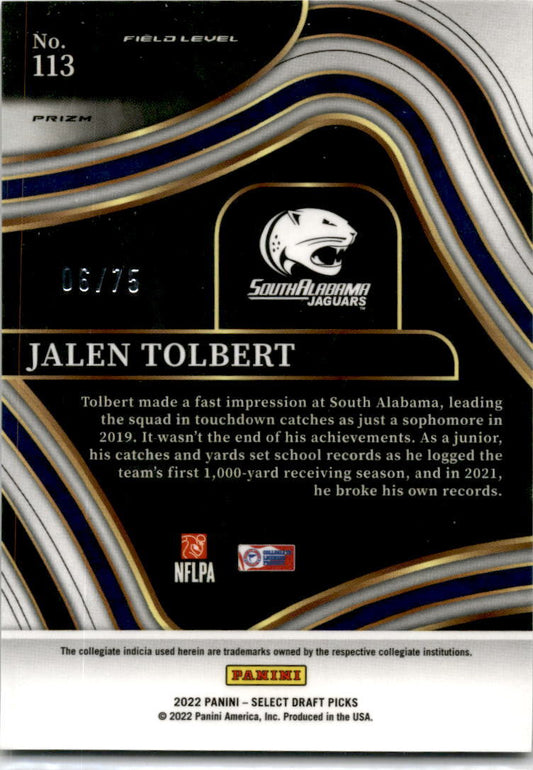 2022 Panini Select Draft Picks #Blue and White Squares Prizm 113 Jalen Tolbert