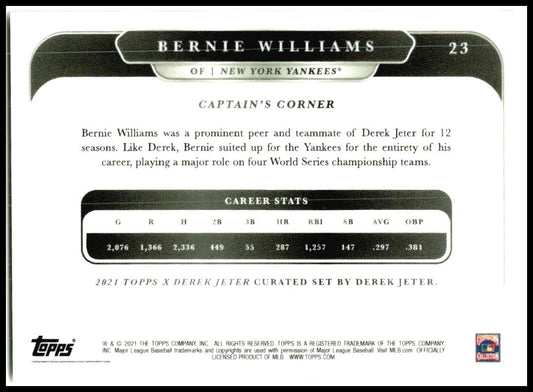 2021 Topps x Derek Jeter: Captain's Crew #23 Bernie Williams New York Yankees