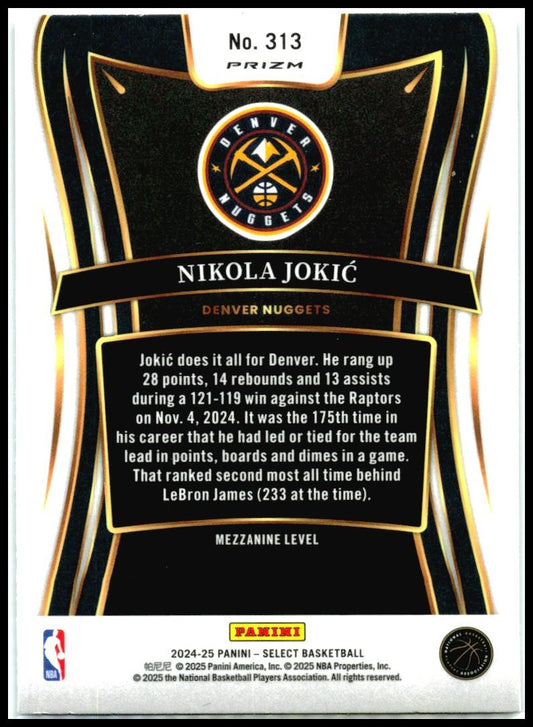 2024-25 Panini Select #313 Nikola Jokic Denver Nuggets