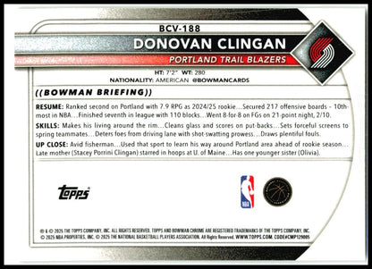 2025-26 Bowman Chrome Gold Shimmer /50 #BCV-188 Donovan Clingan Portland