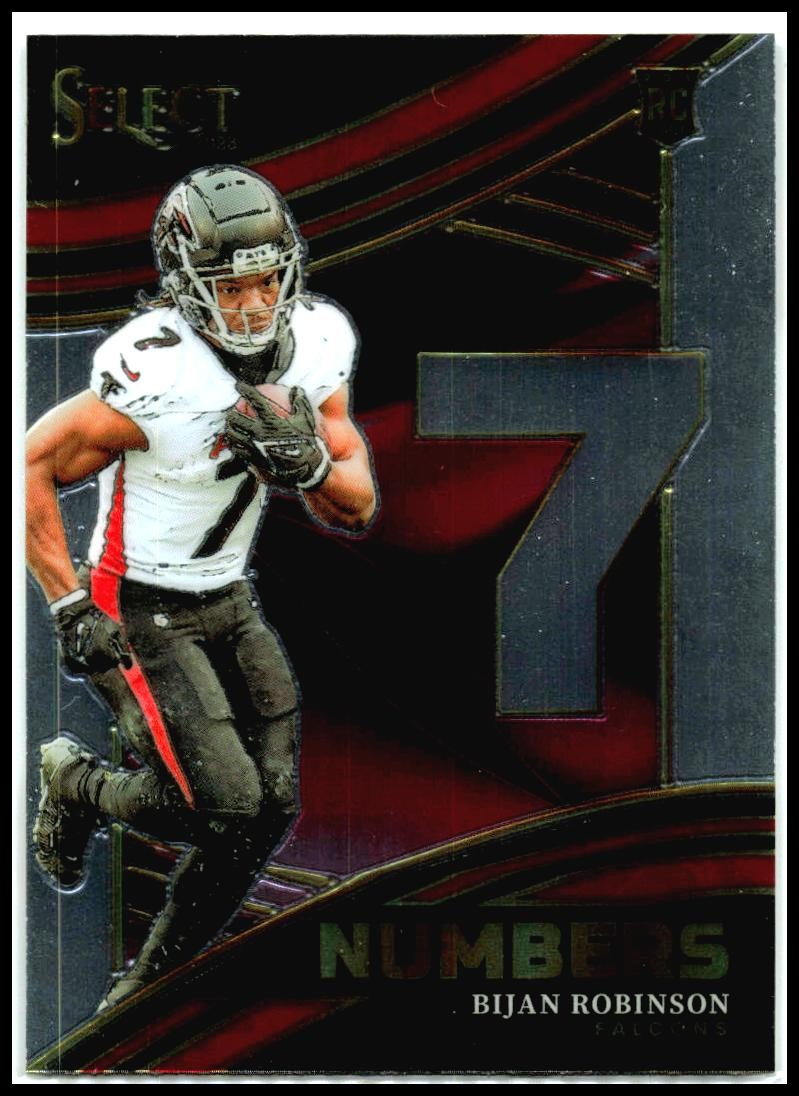 2023 Panini Select Numbers #NMB-BRO Bijan Robinson Atlanta Falcons