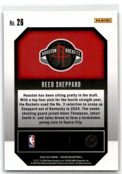 2024-25 Panini Prizm Emergent #26 Reed Sheppard Houston Rockets