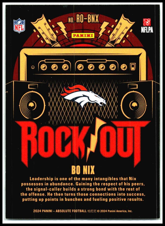 2024 Panini Absolute Rock Out #RO-BNX Bo Nix Denver Broncos