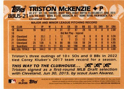 2023 Topps Update 1988 Topps 35th Anniversary Blue #88US-21 Triston McKenzie