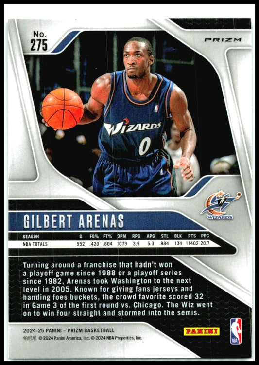 2024-25 Panini Prizm Prizms Silver #275 Gilbert Arenas Washington Wizards
