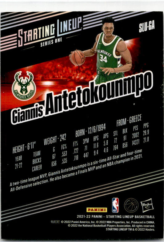 2021-22 Panini Starting Lineup #SLU-GA Giannis Antetokounmpo Milwaukee Bucks