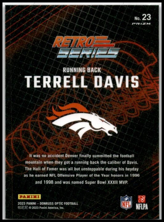 2023 Donruss Optic Retro Series #23 Terrell Davis Denver Broncos