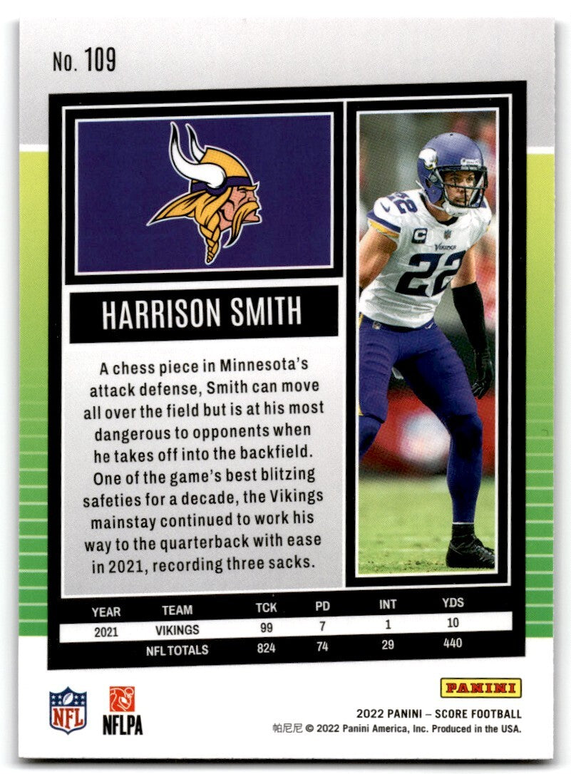 2022 Score purple Harrison Smith Minnesota Vikings #109