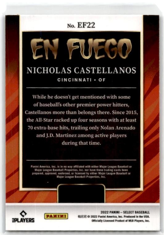 2022 Panini Select En Fuego #EF22 Nicholas Castellanos Cincinnati Reds