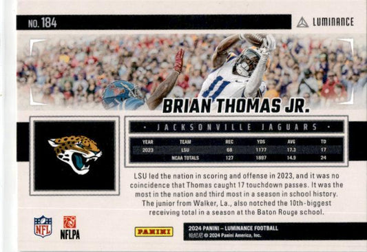2024 Panini Luminance #184 Brian Thomas Jr. Jacksonville Jaguars
