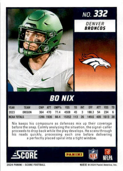 2024 Score #332 Bo Nix Rookie Denver Broncos
