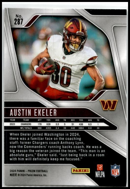 2024 Panini Prizm #287 Austin Ekeler Washington Commanders