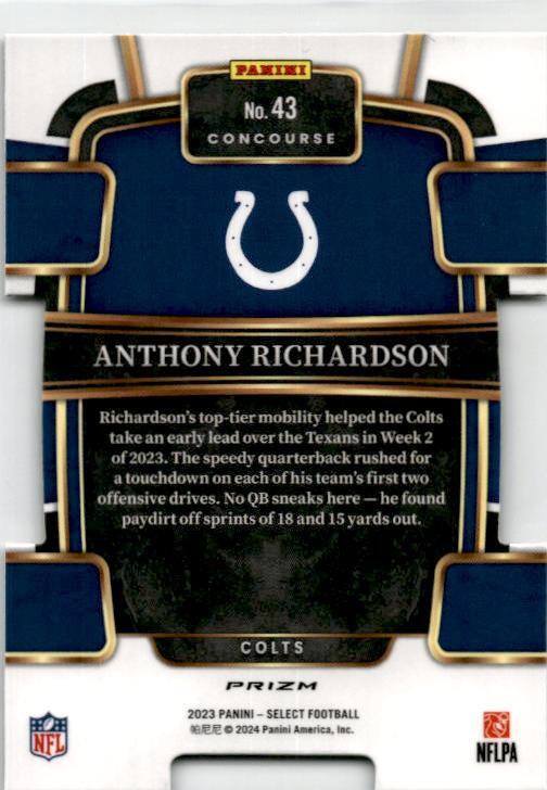 2023 Panini Select Black and Green Prizms Die Cuts #43 Anthony Richardson Rookie