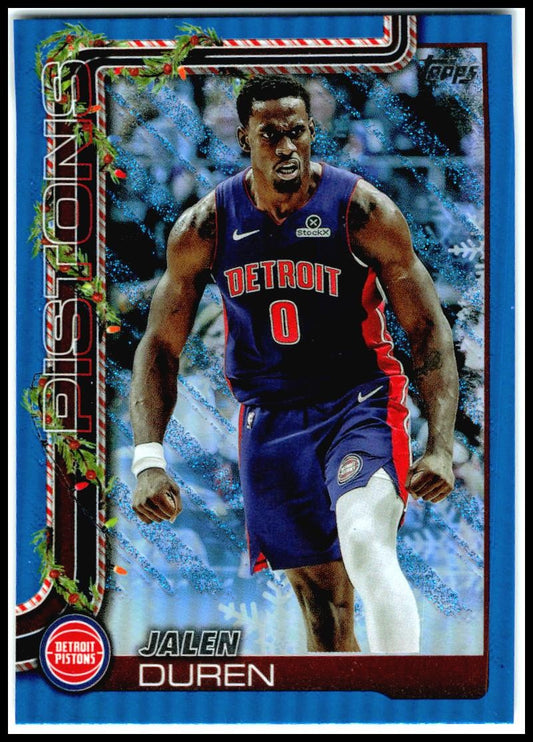 2025-26 Topps Holiday Blue Metallic Glitter Holiday #H33 Jalen Duren Pistons