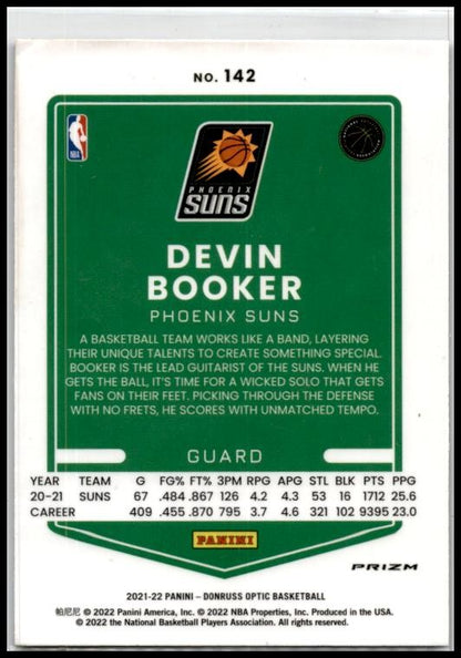 2021-22 Donruss Optic Purple #142 Devin Booker Phoenix Suns