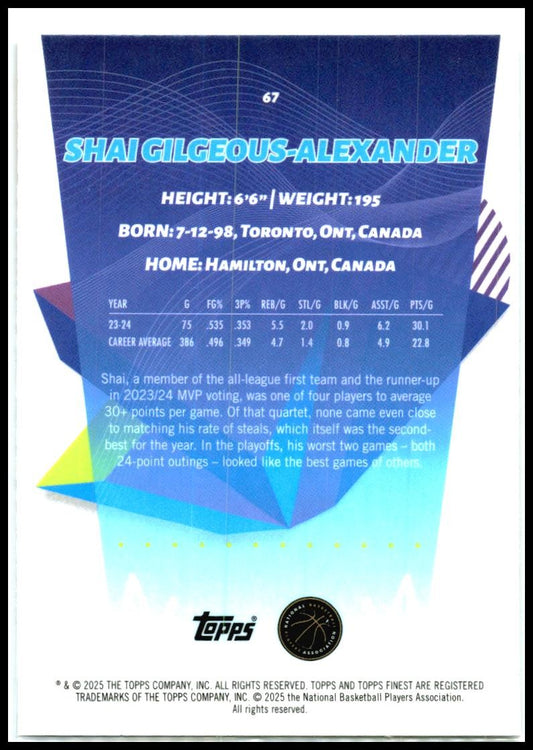 2024-25 Topps Finest Checkboard #67 Shai Gilgeous-Alexander