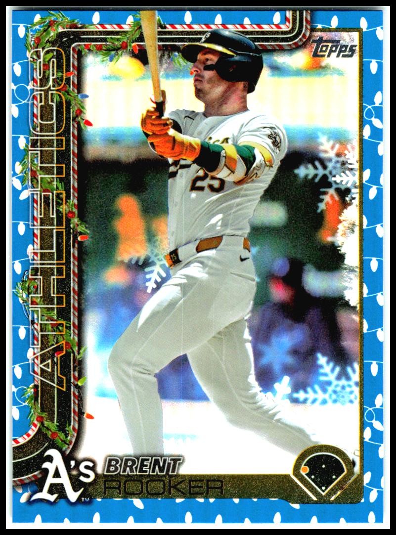 2025 Topps Holiday Blue Metallic Holiday Lights #H147 Brent Rooker Athletics