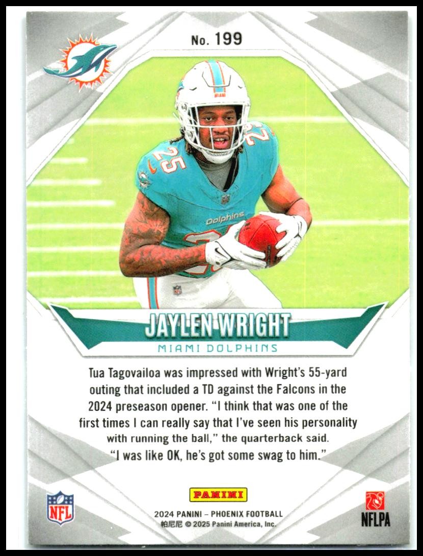 2024 Panini Phoenix Hyper #199 Jaylen Wright Rookie Miami Dolphins