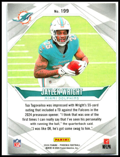 2024 Panini Phoenix Hyper #199 Jaylen Wright Rookie Miami Dolphins