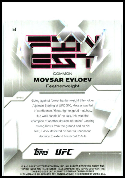 2025 Topps Finest UFC Common #54 Movsar Evloev