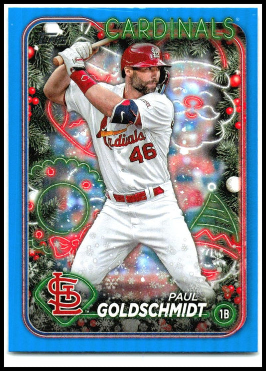 2024 Topps Holiday Blue Metallic Glitter #H183 Paul Goldschmidt St. Louis