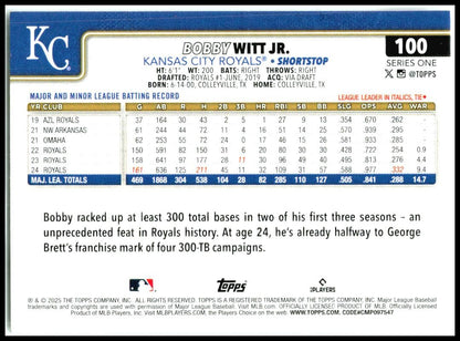 2025 Topps #100 Bobby Witt Jr. Kansas City Royals