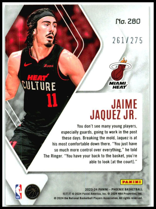2023-24 Panini Phoenix Phoenix Maroon Ice #280 Jaime Jaquez Jr. Rookie Heat