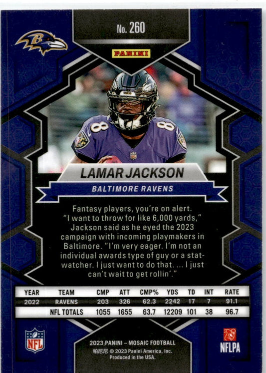 2023 Panini Mosaic #260 Lamar Jackson Baltimore Ravens - National Pride