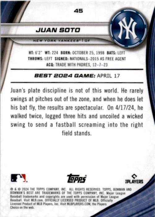 2024 bowman's best Wave #45 Juan Soto