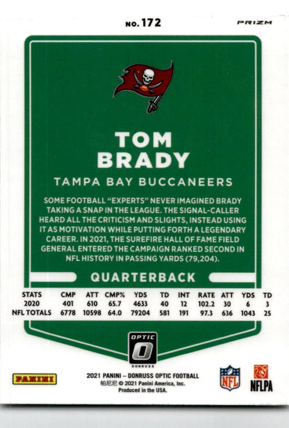2021 Donruss Optic holo #172 Tom Brady  Tampa Bay Buccaneers.