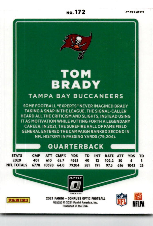 2021 Donruss Optic holo #172 Tom Brady  Tampa Bay Buccaneers.