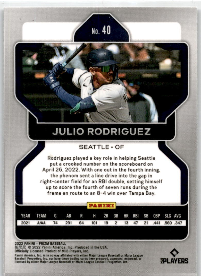 2022 Panini Prizm #40 Julio Rodriguez Seattle Mariners