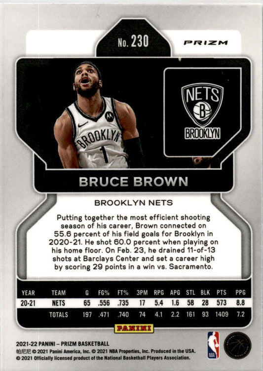 2021-22 Panini Prizm Red White and Blue #230 Bruce Brown Brooklyn Nets