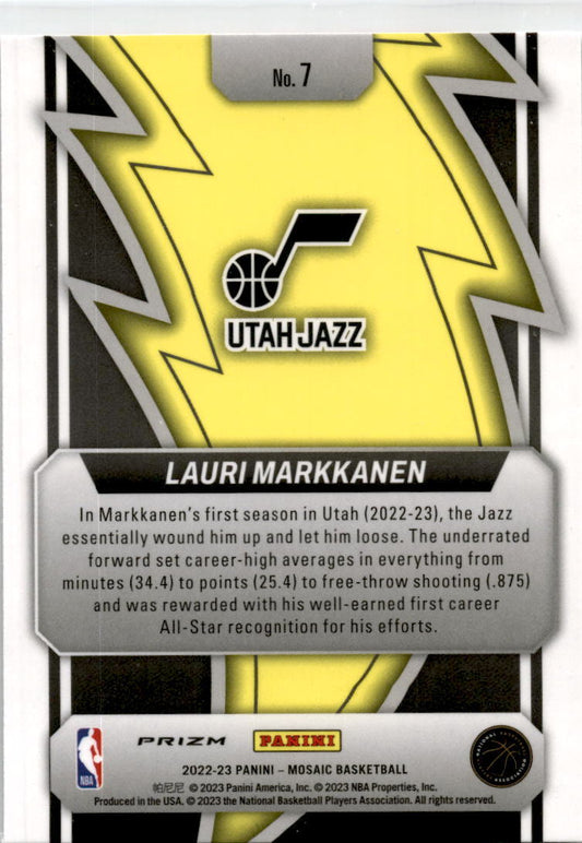 2022-23 Mosaic Thunder Road Prizm #7 Lauri Markkanen Jazz