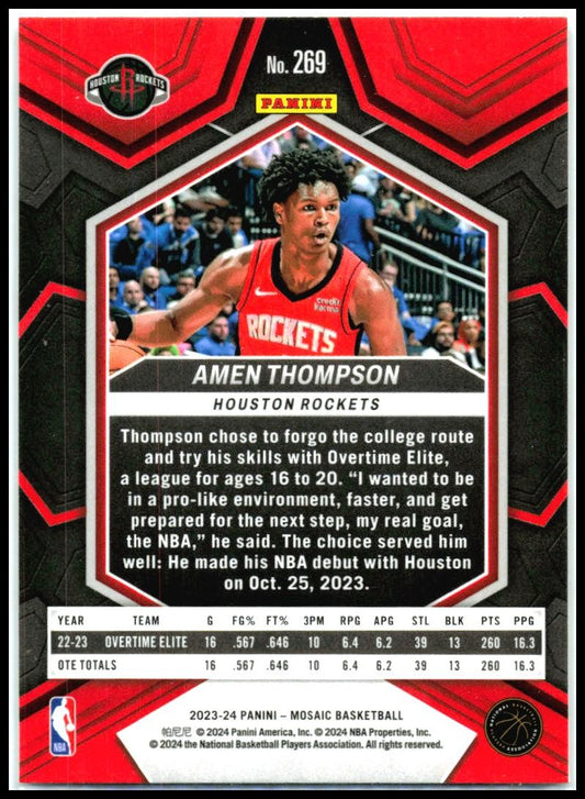 2023-24 Panini Mosaic #269 Amen Thompson Houston Rockets