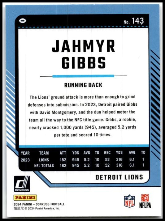 2024 Donruss #143 Jahmyr Gibbs Detroit Lions