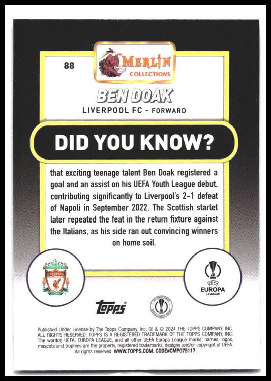 2023-24 Merlin UEFA Club Competitions #88 Ben Doak