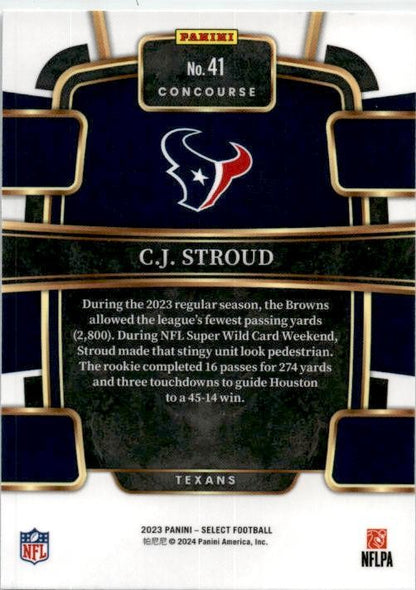 2023 Panini Select #41 C.J. Stroud Rookie Houston Texans